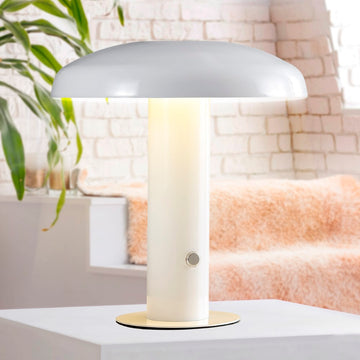 Suillius 11" Contemporary Bohemian Rechargeable/Cordless Iron Integrated LED Mushroom Table Lamp - JONATHAN Y